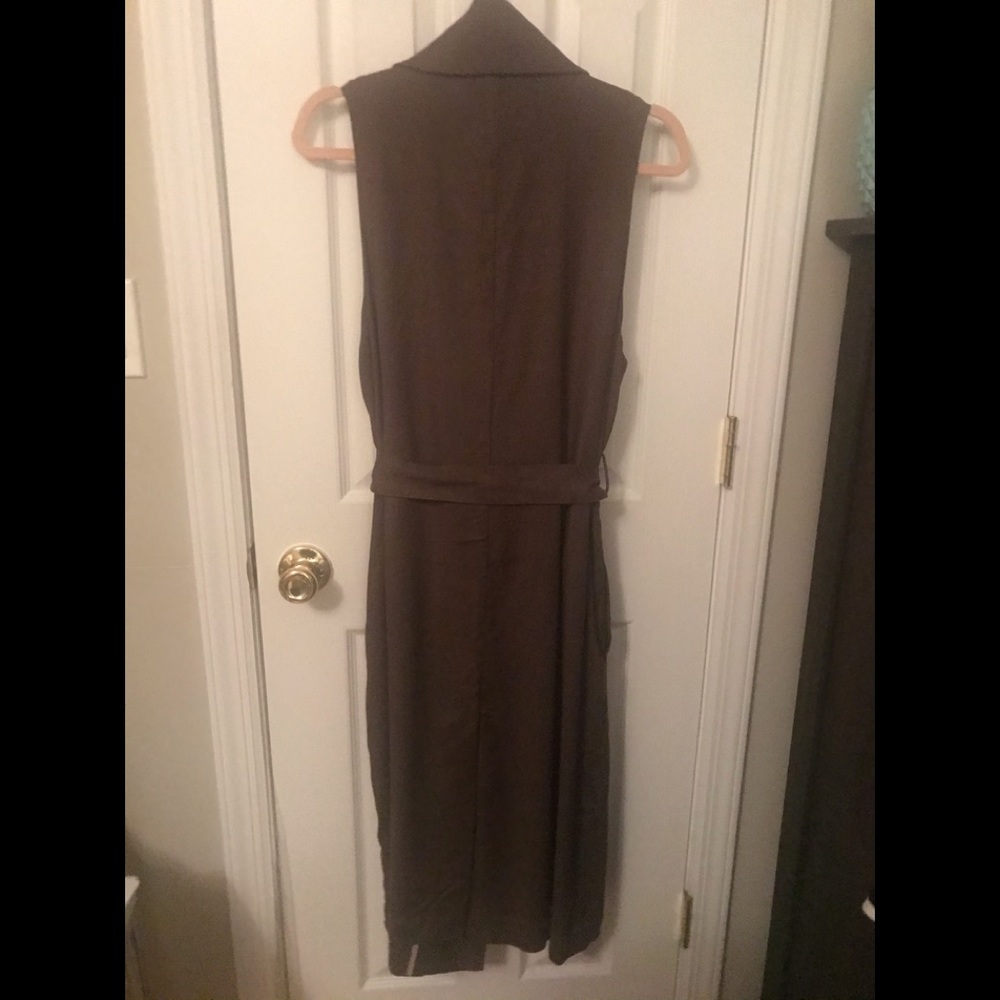 NWOT Army green Anthropologie linen wrap dress - Picture 4 of 10